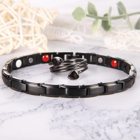 2pcs Women's Magnetic Bracelets & Copper Rings Set