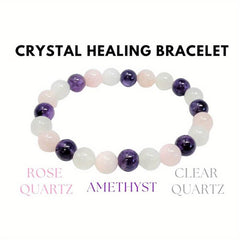 Amethyst Clear Quartz Rose Quartz 8mm Crystal Bracelet