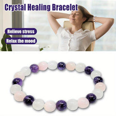 Amethyst Clear Quartz Rose Quartz 8mm Crystal Bracelet