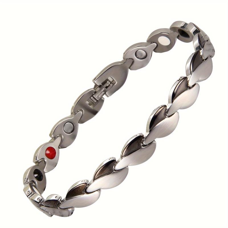 Women's Magnetic Love Heart Bracelet Titanium Steel Wristband Removal Tool Chris