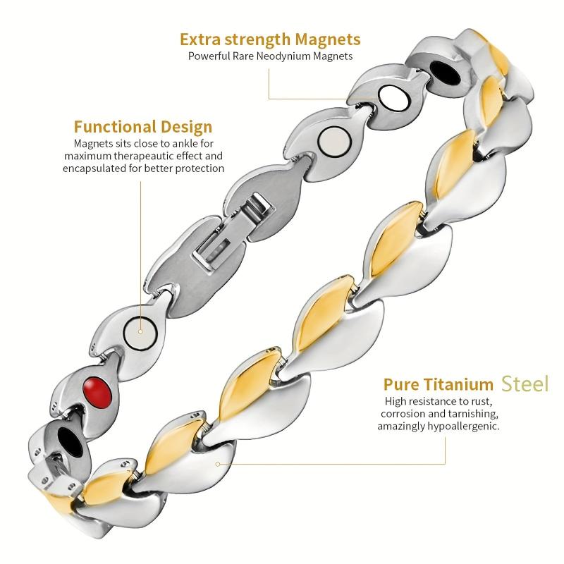 Women's Magnetic Love Heart Bracelet Titanium Steel Wristband Removal Tool Chris