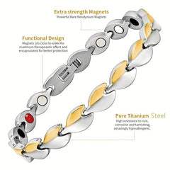 Women's Magnetic Love Heart Bracelet Titanium Steel Wristband Removal Tool Chris