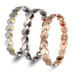 Women's Magnetic Love Heart Bracelet Titanium Steel Wristband Removal Tool Chris