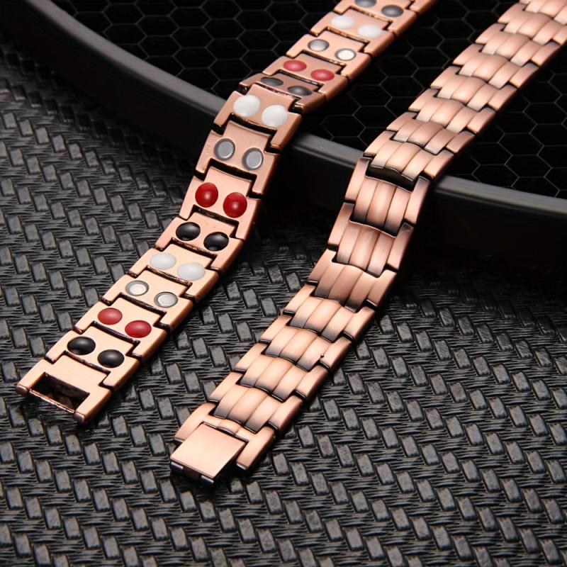 Copper Magnetic Bracelet with Double Row Magnets - Adjustable Jewelry