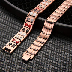 Copper Magnetic Bracelet with Double Row Magnets - Adjustable Jewelry