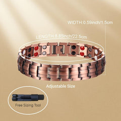 Copper Magnetic Bracelet with Double Row Magnets - Adjustable Jewelry