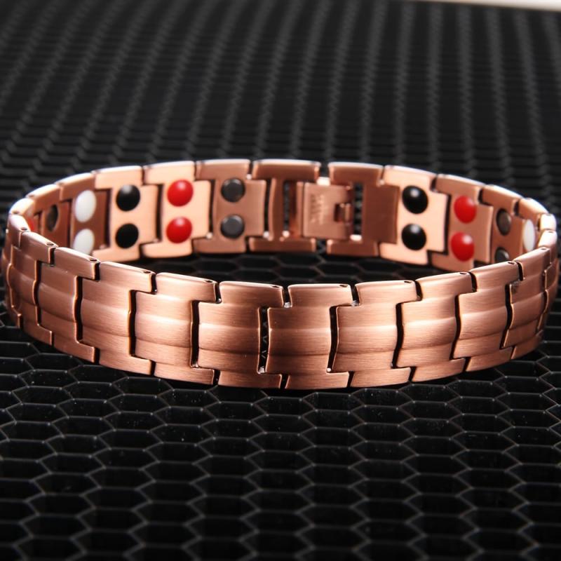 Copper Magnetic Bracelet with Double Row Magnets - Adjustable Jewelry