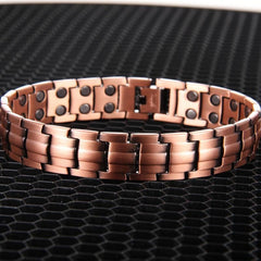 Copper Magnetic Bracelet with Double Row Magnets - Adjustable Jewelry