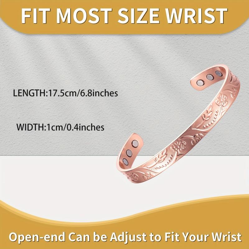 Copper Magnetic Bracelet Set for Women - Adjustable Size