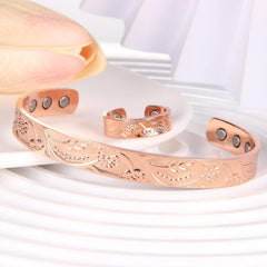 Copper Magnetic Bracelet Set for Women - Adjustable Size