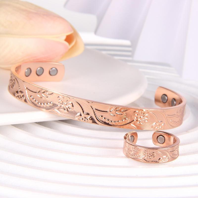 Copper Magnetic Bracelet Set for Women - Adjustable Size