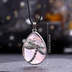 Natural Stone Pendant Large Dragonfly Necklace Healing Crystal DIY Jewelry