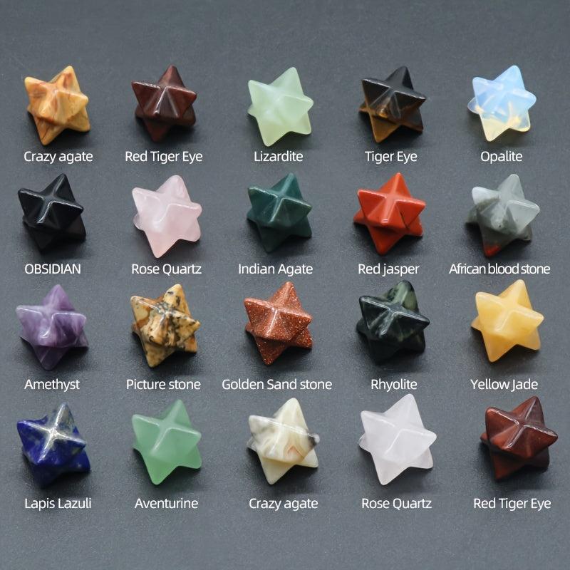 1PC Natural Stone Karba Star Red Stone Amethyst Energy Generator Hexagram