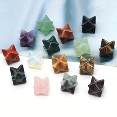 1PC Natural Stone Karba Star Red Stone Amethyst Energy Generator Hexagram