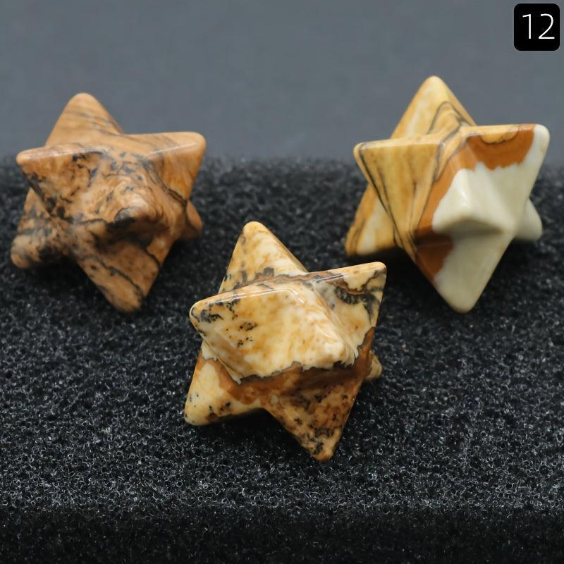 1PC Natural Stone Karba Star Red Stone Amethyst Energy Generator Hexagram