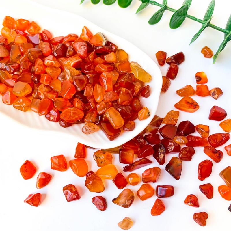 Red Agate Crystal Chips Polished Stones for Jewelry Making Garden Decor