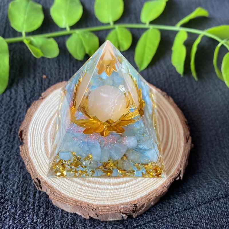 1 Pc Orgone Crystal Pyramid Positive Energy Flower Life Orgonite Crystal Pyramid