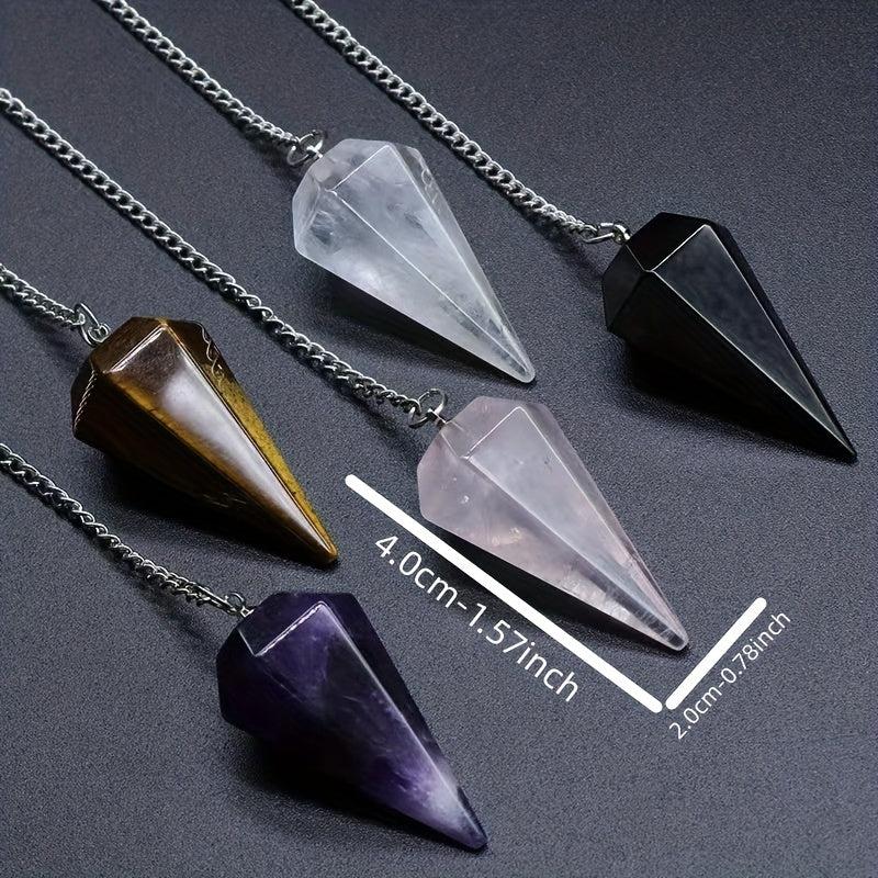 Natural Stone Pointed Cone Pendant Crystal Gem Chakra Spiritual Necklace
