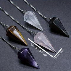 Natural Stone Pointed Cone Pendant Crystal Gem Chakra Spiritual Necklace