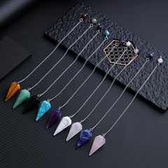 Natural Stone Pointed Cone Pendant Crystal Gem Chakra Spiritual Necklace