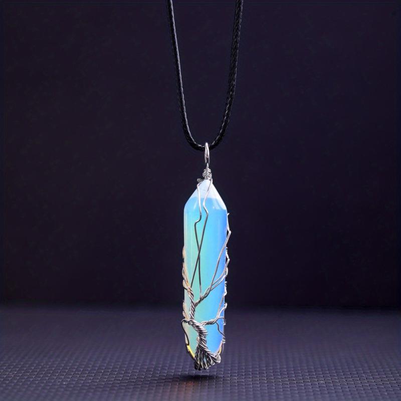 Protein Stone Necklace Healing Crystal Pendant Adjustable Energy Jewelry