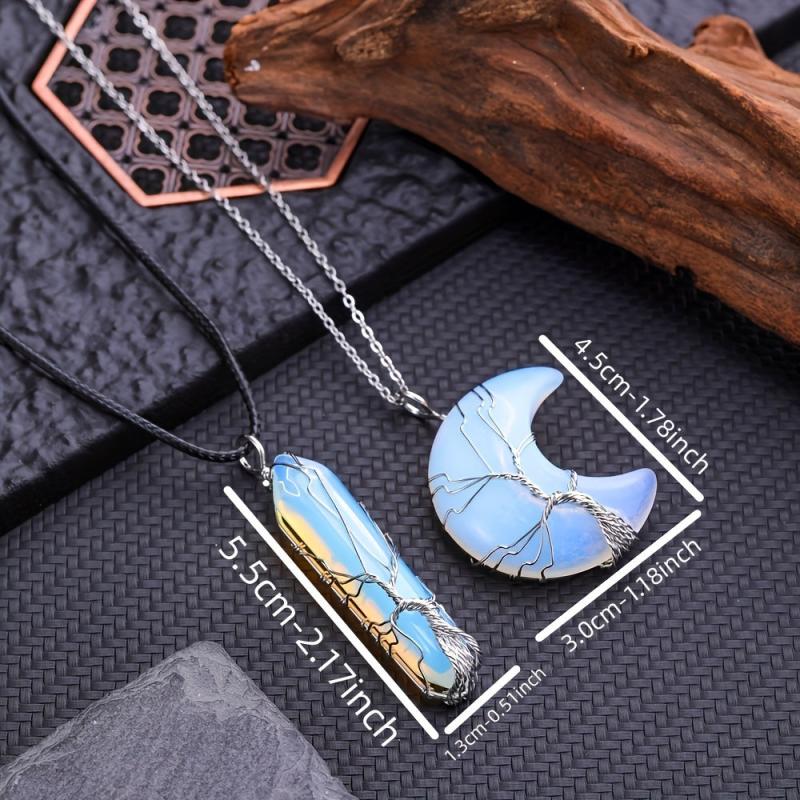 Protein Stone Necklace Healing Crystal Pendant Adjustable Energy Jewelry