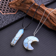 Protein Stone Necklace Healing Crystal Pendant Adjustable Energy Jewelry