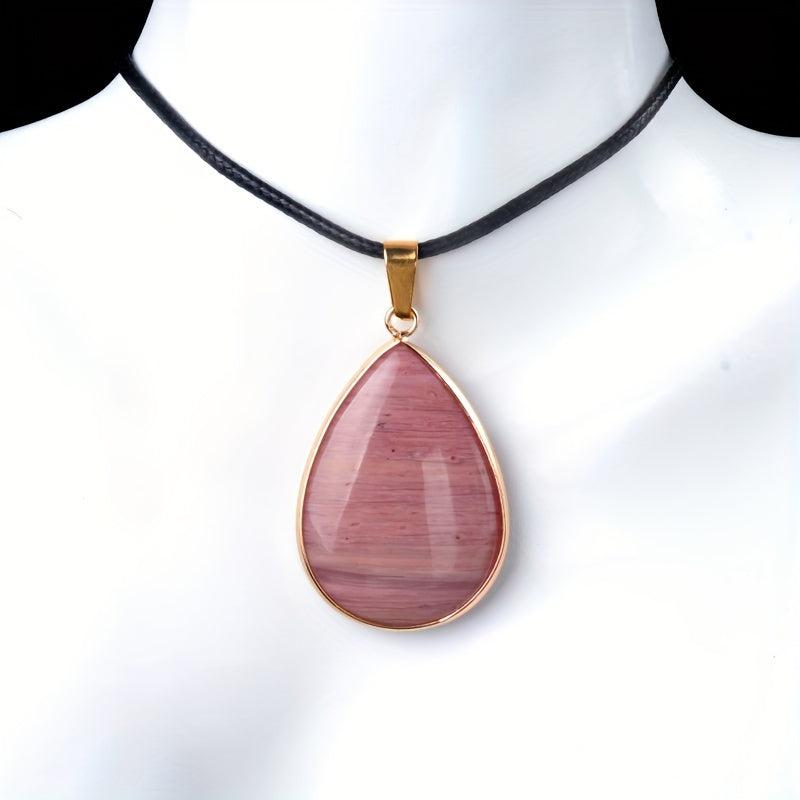 Crystal Pendant Necklace Natural Quartz Stone Pendant Necklace