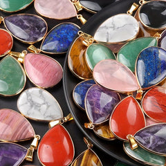 Crystal Pendant Necklace Natural Quartz Stone Pendant Necklace