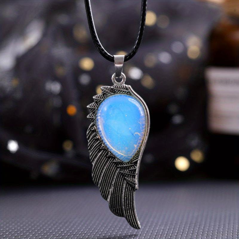 Natural Crystal Necklace Angel Pendant Gem Jewelry