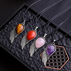 Natural Crystal Necklace Angel Pendant Gem Jewelry