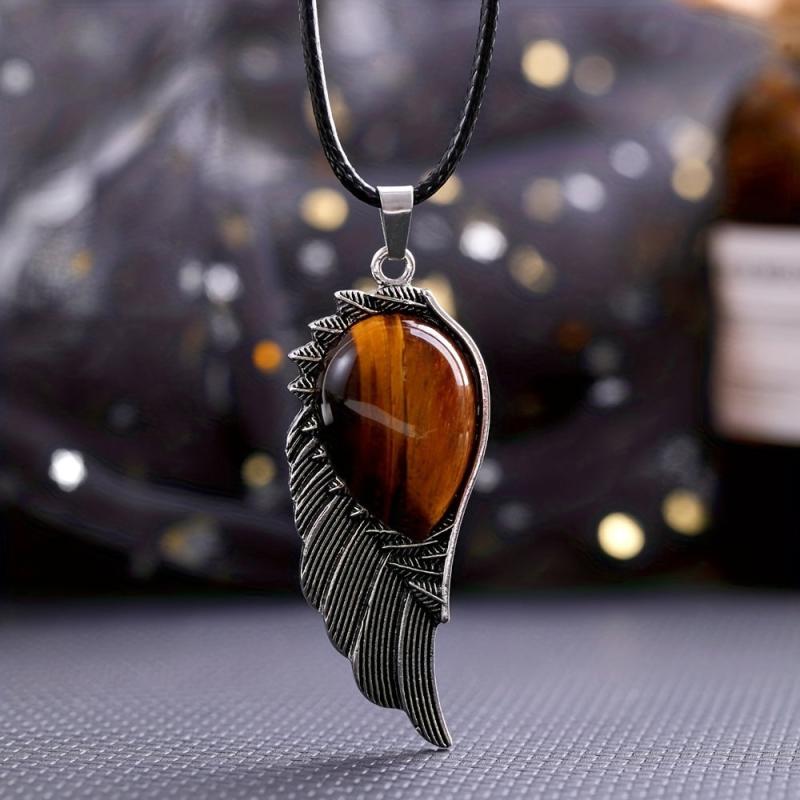 Natural Crystal Necklace Angel Pendant Gem Jewelry