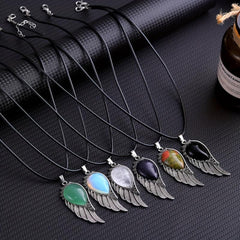 Natural Crystal Necklace Angel Pendant Gem Jewelry