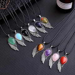 Natural Crystal Necklace Angel Pendant Gem Jewelry