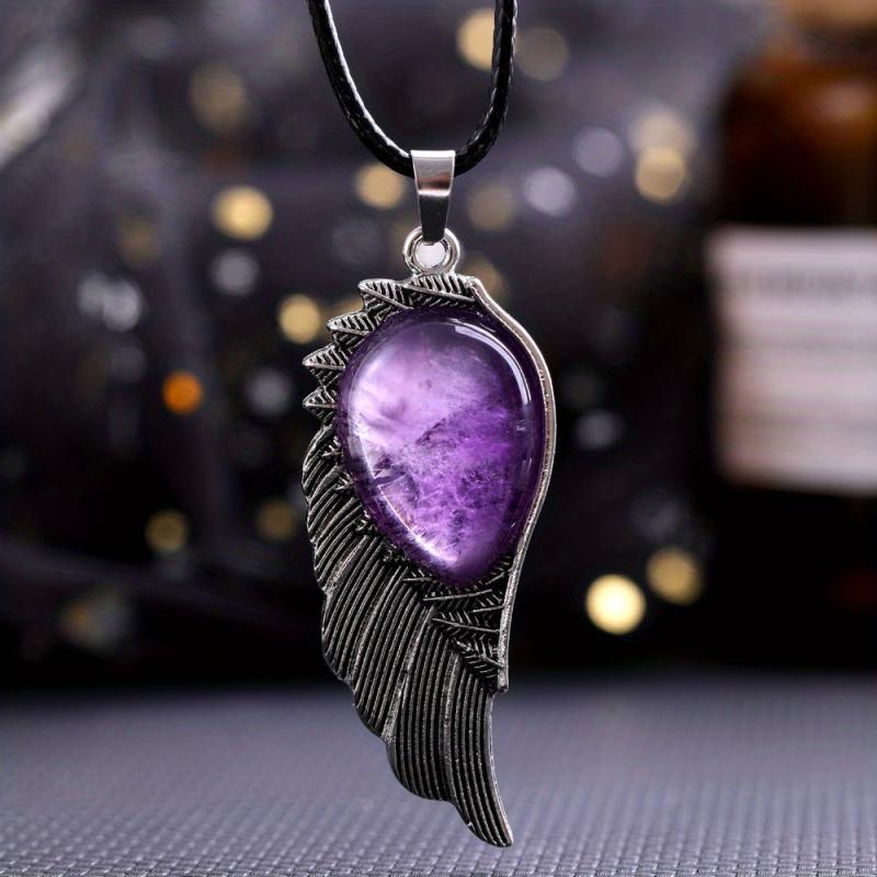 Natural Crystal Necklace Angel Pendant Gem Jewelry