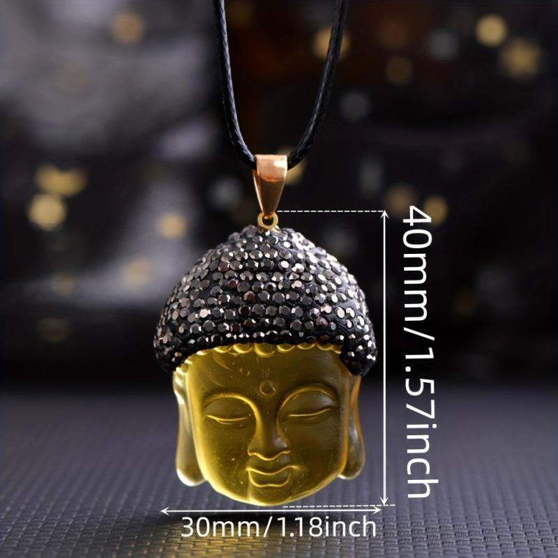Natural Crystal Buddha Head Pendant Necklace for Happiness