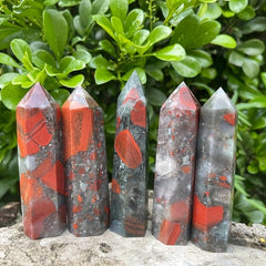 African Bloodstone Tower Chicken Blood Stone Point Crystal Healing Crystal