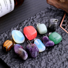 15pcs Mixed Irregular Natural Stone Agate Pendants for DIY Jewelry Making