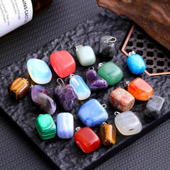 15pcs Mixed Irregular Natural Stone Agate Pendants for DIY Jewelry Making