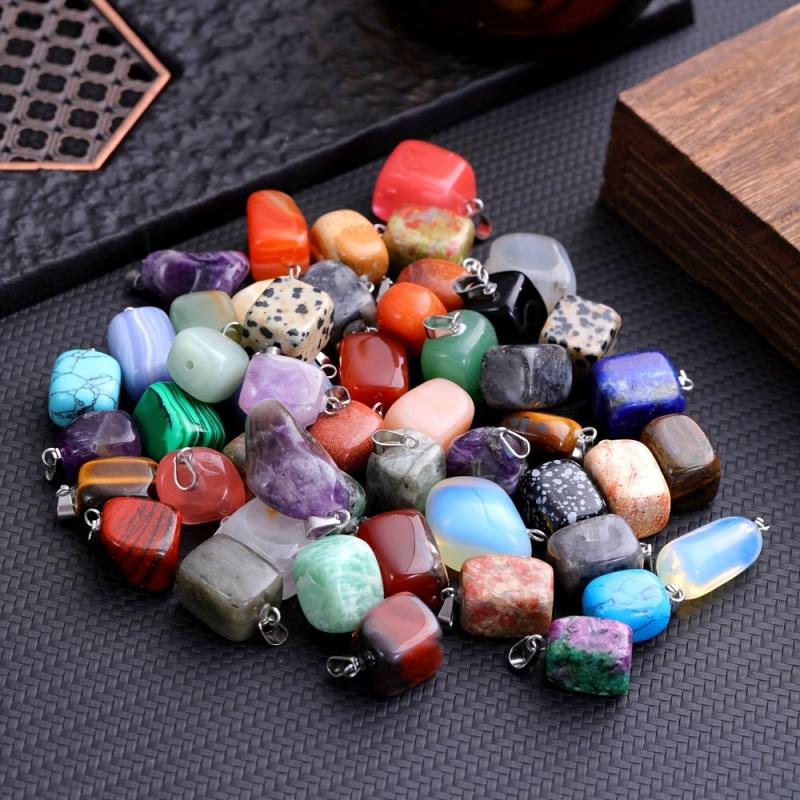 15pcs Mixed Irregular Natural Stone Agate Pendants for DIY Jewelry Making