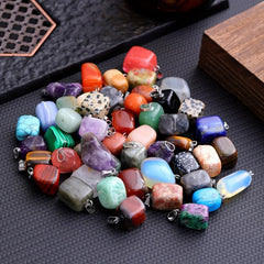 15pcs Mixed Irregular Natural Stone Agate Pendants for DIY Jewelry Making