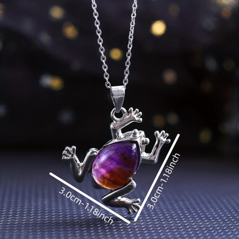 Natural Crystal Quartz Frog Pendant Necklace