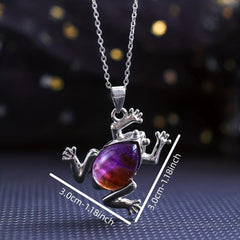 Natural Crystal Quartz Frog Pendant Necklace