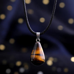 Natural Stone Water Drop Necklace Gem Energy Crystal Protection Women's Necklace