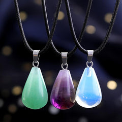 Natural Stone Water Drop Necklace Gem Energy Crystal Protection Women's Necklace
