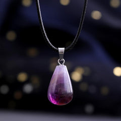 Natural Stone Water Drop Necklace Gem Energy Crystal Protection Women's Necklace