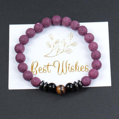 Purple Volcanic Stone Beaded Bracelet Best Wishes Gift Amethyst Pine Meditation