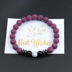 Purple Volcanic Stone Beaded Bracelet Best Wishes Gift Amethyst Pine Meditation