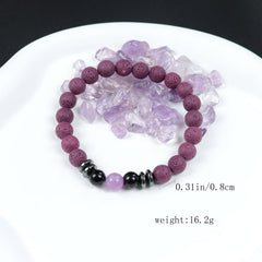 Purple Volcanic Stone Beaded Bracelet Best Wishes Gift Amethyst Pine Meditation