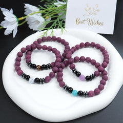Purple Volcanic Stone Beaded Bracelet Best Wishes Gift Amethyst Pine Meditation